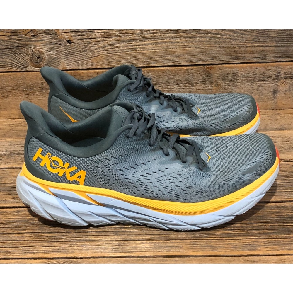 Hoka One One Men's Gray and Yellow Running Sneakers